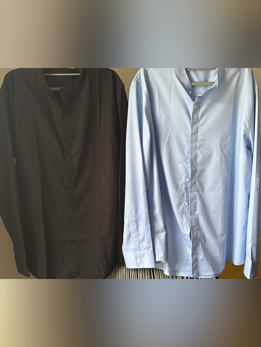 Men's Long Sleeve Dress Shirts in Black and Light Blue
